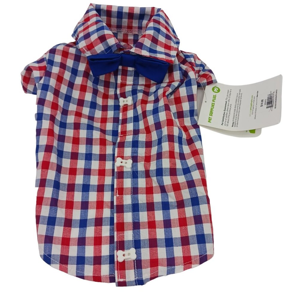PET SUPPLIES PLUS DOG FASHION MEDIUM RED/BLUE TEE